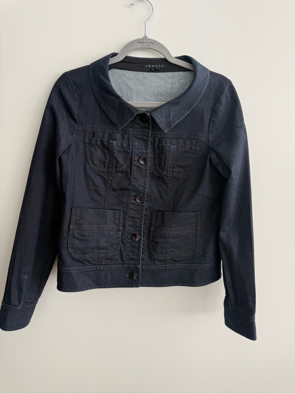 Theory Blue Denim Button-Front Jacket